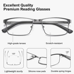 EYECEDAR gunmetal frame reading glasses with durable hinges for all-day comfort