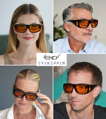 Eyekepper amber lenses provide filtering for late-night tasks.