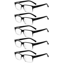 Eyekepper Vintage reading glasses for men in black-clear frame five-pack for easy access