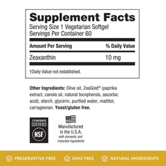 EyePromise Zeaxanthin eye vitamin label close-up highlighting essential eye support nutrient.