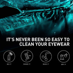 Eyeshaker cleaner on lenses and frames for a spotless look