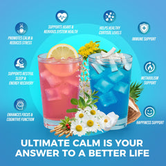 EYHBQIA Ultimate Calm Drink Mix pour shows a smooth, sugar-free formula for relaxed sipping.