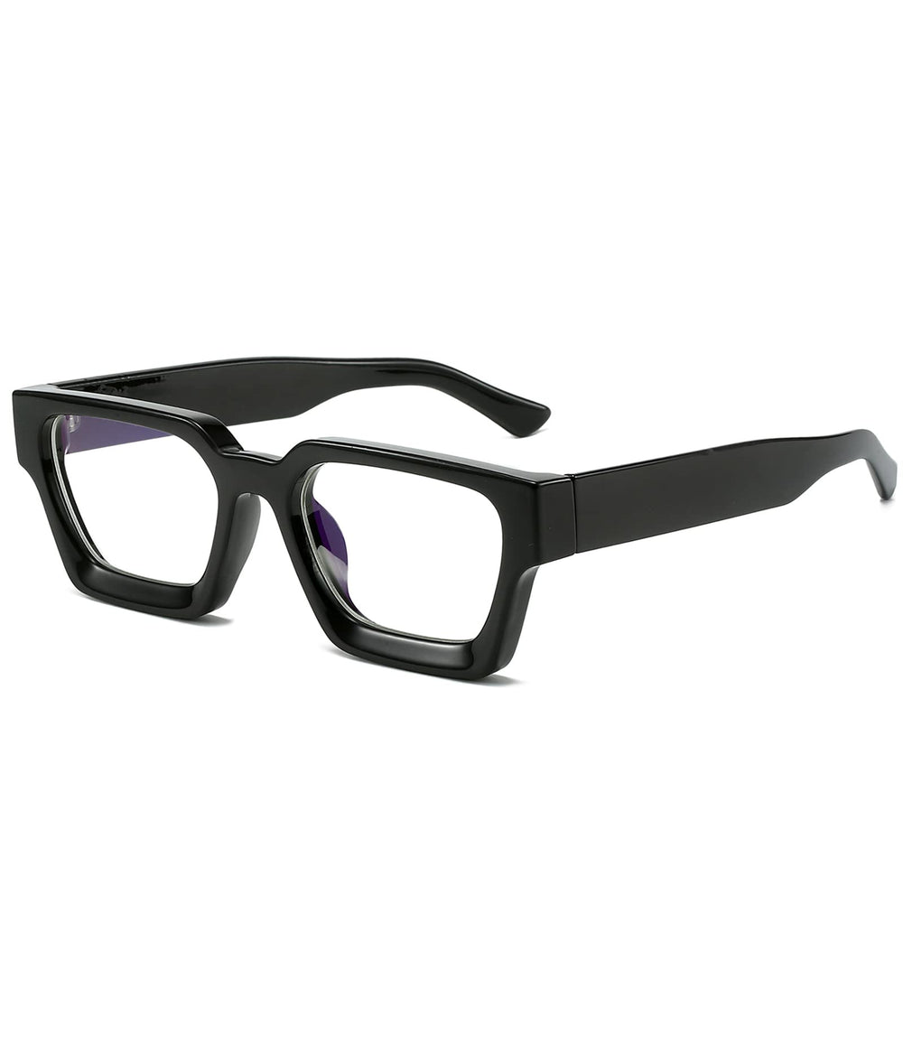 EYLRIM thick square blue light glasses viewed from front for all-day computer use.