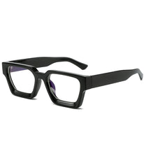 EYLRIM thick square blue light glasses viewed from front for all-day computer use.