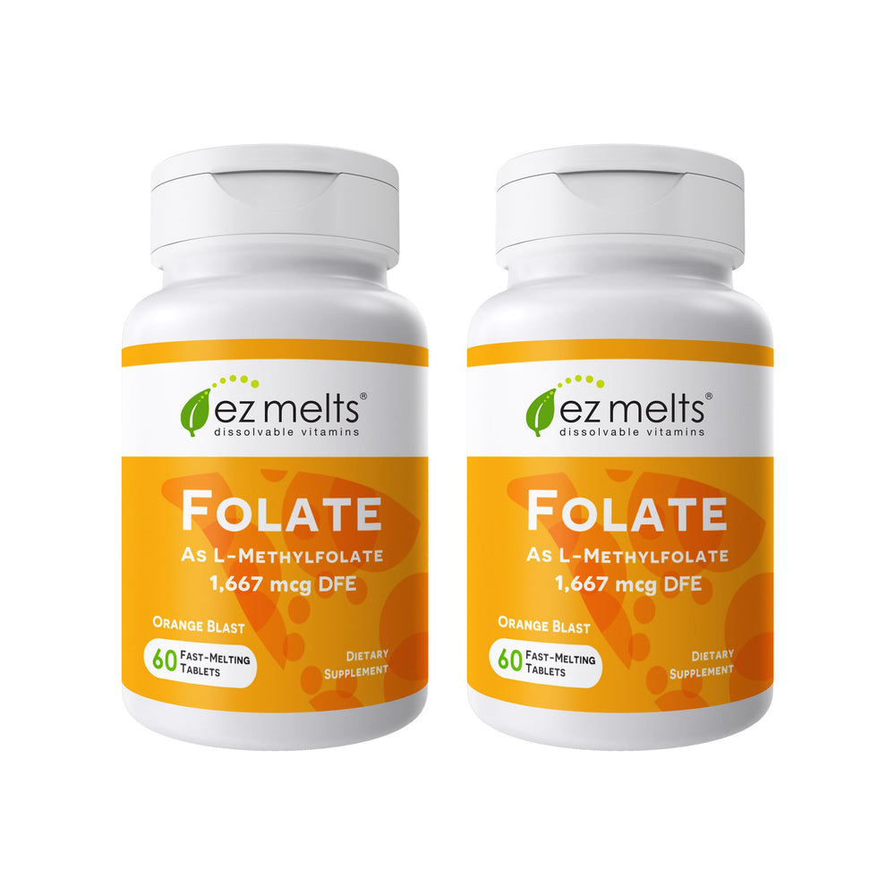 EZ Melts dissolvable folate tablet dissolves on tongue for easy daily intake
