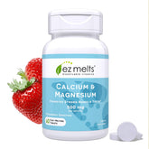 EZ Melts Calcium & Magnesium bottle shows quick-dissolve tablets for daily use.