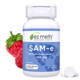 EZ Melts SAM-e dissolvable 200 mg tablet melting on the tongue for easy daily use