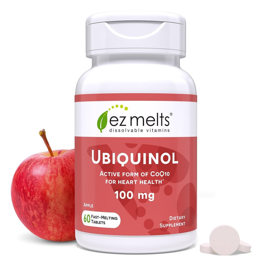 EZ Melts ubiquinol tablet melts for fast absorption and easy use.
