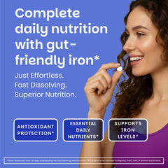 EZ Melts vegan non-GMO label highlights clean nutrients for sustained vitality.