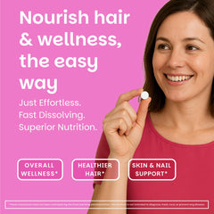 EZ Melts tablets close-up highlighting peach flavor and vegan, non-GMO formula