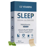 EZ VITAMINS dissolvable sleep strip melting on the tongue for fast relaxation.