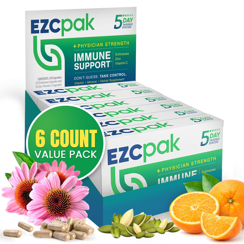 EZC Pak 5-day bottle shows the taper plan for adults.