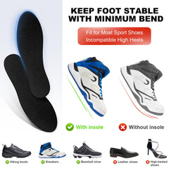 EZWORK rigid toe plate mounted on a shoe for stability during activity