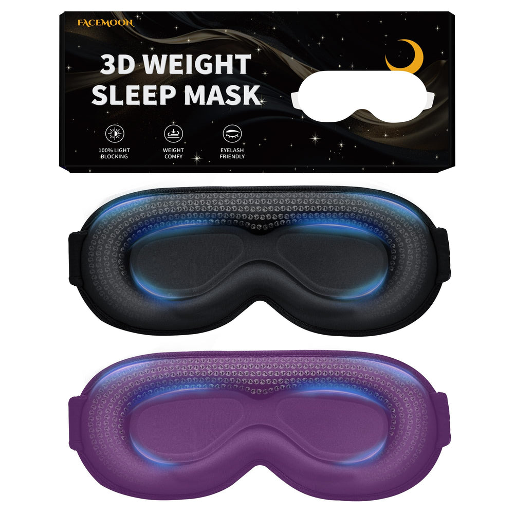 FACEMOON weighted sleeping mask in black with 3D contour for comfortable blackout.