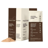 Factor Form Whey Protein powder container with 25g protein per serving for daily nutrition