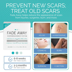 Fade Away scar tape on skin shows transparent, discreet wear.