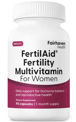 Fairhaven Health FertilAid for Women bottle shown for daily prenatal support
