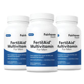 Fairhaven Health FertilAid Men bottle with label signaling trusted fertility support.