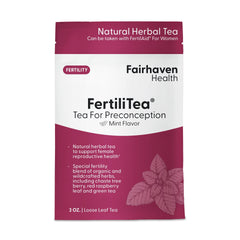 Fairhaven Health FertiliTea packaging for a convenient daily ritual.