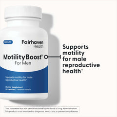 Close-up of MotilityBoost capsules, convenient daily intake for men planning conception.