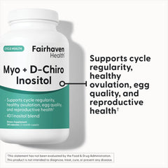 Close-up of capsules from Fairhaven Health, highlighting 40:1 ratio for fertility support