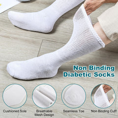 Falari diabetic socks feature a non-binding top band for circulation-friendly fit