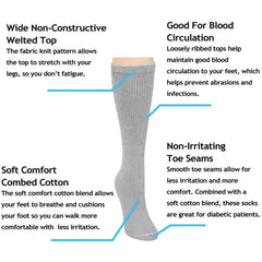 Falari Women Diabetic Socks white crew height with non-irritating seams for sensitive feet