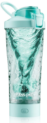 Fans-One electric shaker bottle with lockable lid showing spill-free design for workouts.