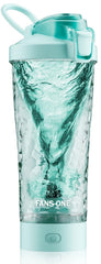Fans-One electric shaker bottle with lockable lid showing spill-free design for workouts.