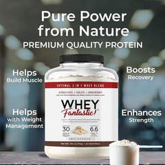 Fantastic Nutrition 3in1 whey hydrolysate pour bottle emphasizes fast absorption