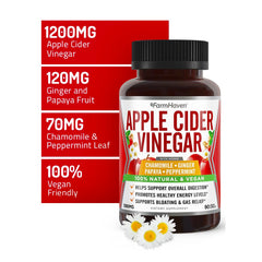 FarmHaven capsules with ginger and chamomile blend beside label for soothing stomach use