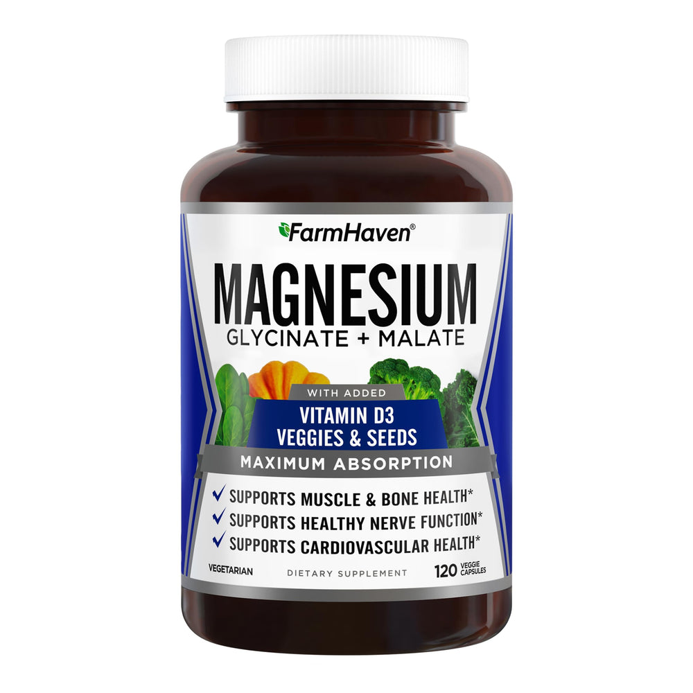 FarmHaven Magnesium Complex capsules bottle for daily muscle and bone support.