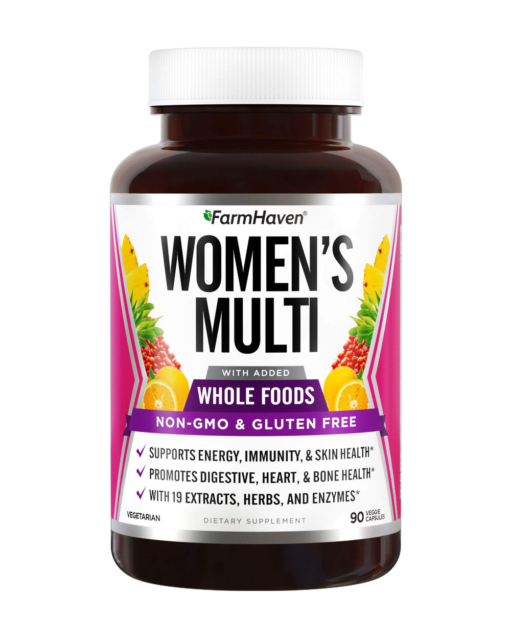 FarmHaven Women Multivitamin bottle front showing daily dose for energy and immunity