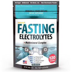 FAST LYTE bottle with label showcases a sugar free electrolyte option for fasting