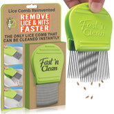 Fast 'n Clean Lice Comb front view with sleek design and easy cleaning.