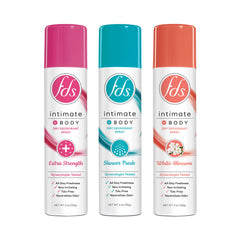 FDS Intimate Deodorant Spray Shower Fresh 2oz bottle for all-day freshness.
