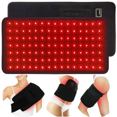 Feangli red light therapy pad wrapped around the back for targeted comfort.