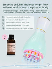 FeeJoy Lymphatic Drainage Massager held in hand for targeted relief on limbs.