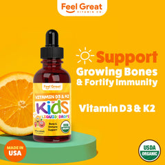 Infant scene with Feel Great D3 K2 drops for growing babies.