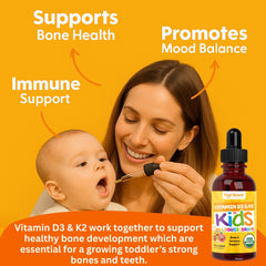 Toddler daily routine with Feel Great D3 K2 liquid drops.