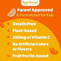 Feel Great Kids Vitamin C Gummies soft texture gentle on teeth.