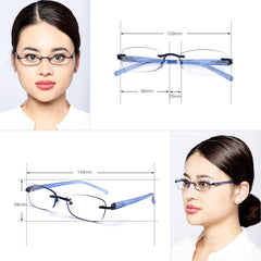 FEIVSN rimless readers with tinted edge for vibrant daytime reading.
