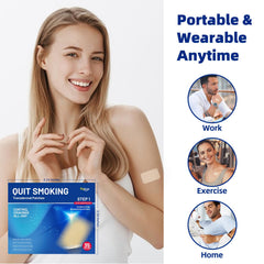 Fekux Quit Smoking Patch 3-step program diagram showing gradual quit plan