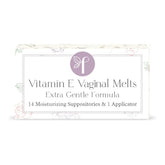 Femallay organic vitamin E vaginal melts box offers moisturizing support for sensitive skin.