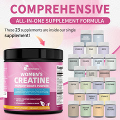 Femmetra Creatine Collagen scoop and powder mix ready to energize your training
