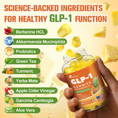 Femmetra GLP-1 gummies bottle stacked display highlighting 90 gummies per bottle
