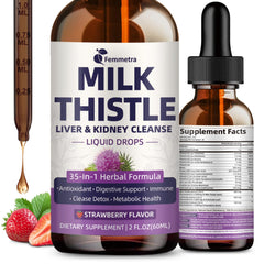 Femmetra Milk Thistle Drops bottle for liver support and detox daily use