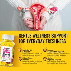 Femnergy ingredients graphic features Bacillus coagulans, D Mannose, and cranberry extract