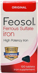 Feosol Ferrous Sulfate Iron Tablets Original 120-count bottle for daily iron support