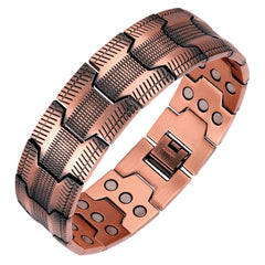 Feraco 3X Strength Copper Bracelet front view highlights a bold, masculine design for daily wear.